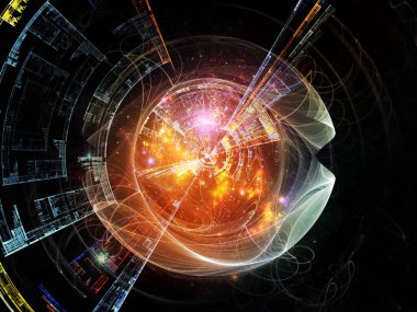 Concentric Teknoloji serisi. Serbest simetrik fraktal yapıların etkileşimi ve bilim ve modern teknoloji üzerine ışık.