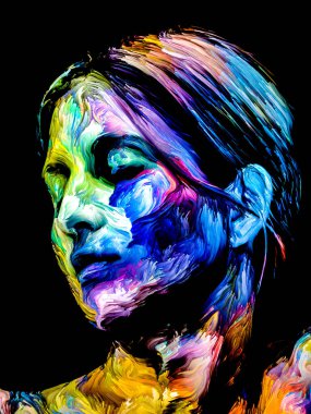 Renkli Kadın serisi. Yaratıcılık, hayal gücü ve sanat konularında genç bir kadının canlı portresi.