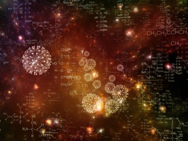Coronavirus Mikro Dünyası. Viral Salgın Serisi. Coronavirus parçacıkları ve mikro uzay elementlerinin virüs, salgın, enfeksiyon, hastalık ve sağlık projelerinde arka plan görevi görmesi için 3D Illustration