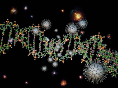 Coronavirus Mantığı. Viral Salgın Serisi. Virüs, salgın, enfeksiyon, hastalık ve sağlık teması üzerine 3 boyutlu Coronavirus parçacıkları ve mikro uzay elementleri