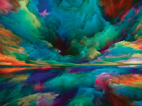 Rainbow Enlightenment. Escape to Reality series. Artistic abstraction composed of surreal sunset sunrise colors and textures for use in projects on landscape painting, imagination, creativity and art