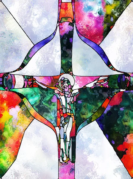 Shards Belief Cross Stained Glass Series Abstract Background Made Organic — 스톡 사진