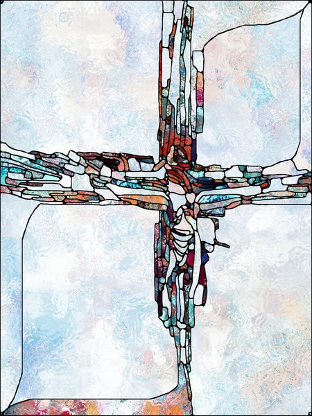Fragmentos Cruz Vidrieras Serie Composición Abstracta Del Patrón Color Ventana —  Fotos de Stock