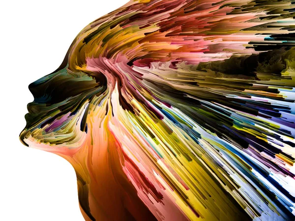 Human Profiles Isolated Plain Background Swirls Multicolor Paint Subject Creativity — Stock Photo, Image