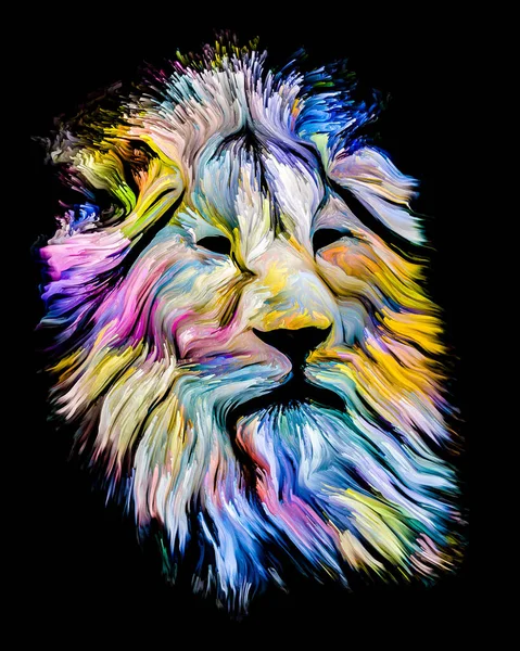 Animal Paint Series Lion Head Colorful Paint Subject Imagination Creativity — Stock Photo, Image