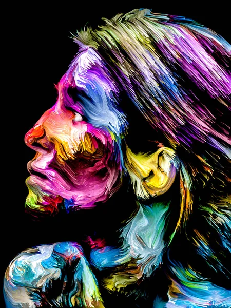 Woman Color Series Abstract Textured Paint Portrait Young Woman Subject — Stock Photo, Image