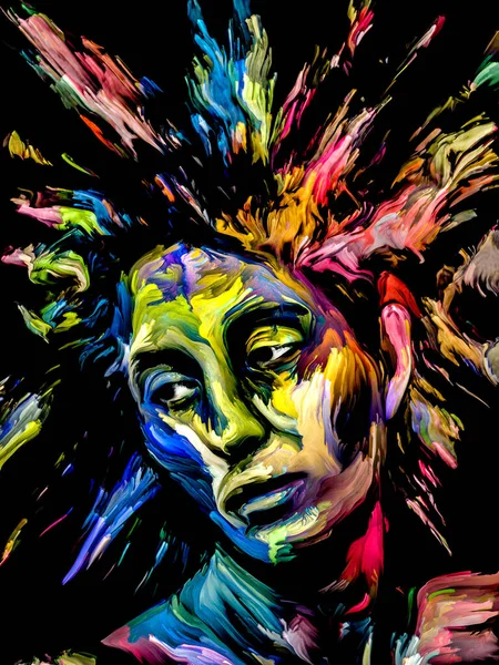 Woman of Color series. Abstract digital paint portrait of young woman on the subject of creativity, imagination and art.