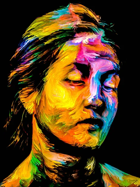 Seria Kobieta Kolorze Abstrakcyjny Portret Malarski Młodej Kobiety Temat Kreatywności — Zdjęcie stockowe