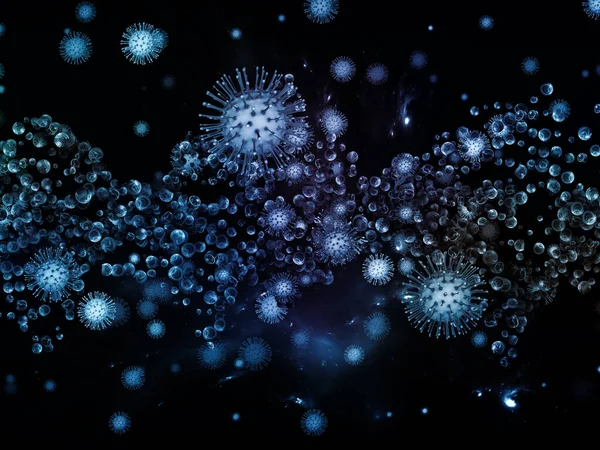Coronavirus Logic 病毒流行病系列 以病毒 流行病 疾病和健康为主题的三维说明珊瑚微粒和微型空间元素 — 图库照片