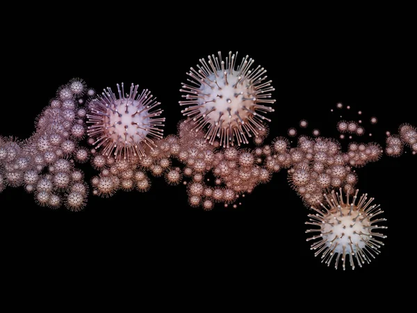 ウイルスロジック ウイルス感染症シリーズ ウイルス 健康に関連するコロナウイルス粒子と微小空間要素の3Dイラスト — ストック写真