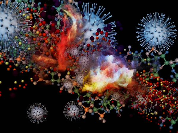 Rendering Particelle Multiple Virus Coronavirus Elementi Astratti Tridimensionali Sul Tema — Foto Stock