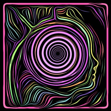 Dijital Scratchboard. Life Line serisi. İnsan profili ve ahşap şablonu insan dramı, şiiri ve iç sembolleri ile bağlantılı.