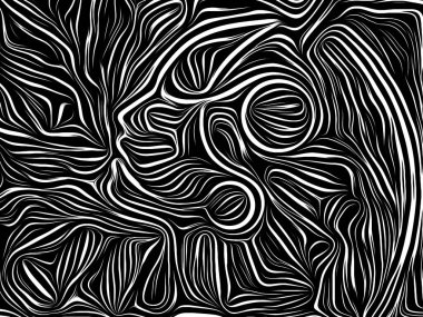 Woodcut Kompozisyon. Life Line serisi. İnsan profili ve insan dramı, şiir ve iç sembolleri konularındaki ahşap desenlerin arkaplan tasarımı
