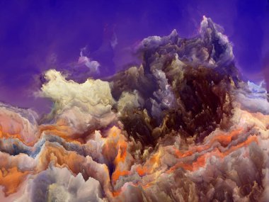 Gaz Devi Atmosfer. İmkansız Gezegen serisi. Sanat, yaratıcılık ve tasarım konusu için canlı tonlar ve degradeler akışı kompozisyonu