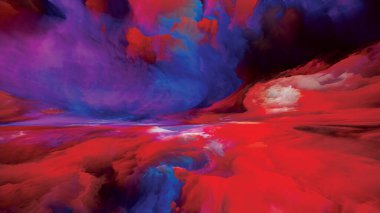 Gökkuşağı Aydınlanması. Gerçekliğe Kaçış dizisi. Manzara resimleri, hayal gücü, yaratıcılık ve sanat projelerinde kullanılmak üzere gerçeküstü gün batımı renklerinden ve dokulardan oluşan sanatsal soyutlama