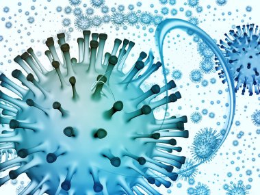Coronavirus Mikro Dünyası. Viral Salgın Serisi. Coronavirus parçacıkları ve mikro uzay elementlerinin virüs, salgın, enfeksiyon, hastalık ve sağlık projelerinde arka plan görevi görmesi için 3D Illustration