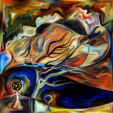 Virüs serisini girin. Enfeksiyon, ölüm, ölüm, şiir ve ruhani boyut konularında tarih öncesi petrogliflerin, insan, kuğu ve viral siluetlerin dramatik kompozisyonu.