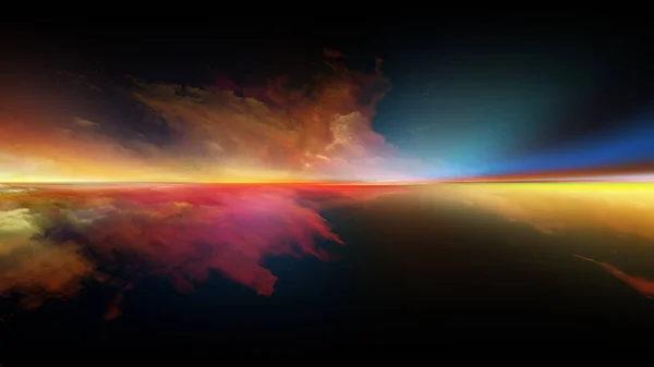 Serie Pintura Perspectiva Composición Nubes Colores Luces Línea Horizonte Sobre —  Fotos de Stock
