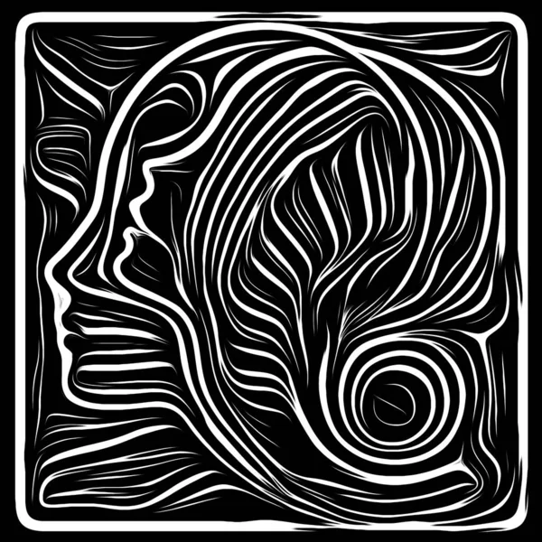 Digital Scratchboard. Life Lines series. Design made of human profile and woodcut pattern to serve as background for projects on human drama, poetry and inner symbols