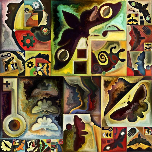 Inner Encryption series. Background of abstract organic forms, art textures and colors on subject of hidden meanings, sacred life, drama, poetry, mysticism and art.