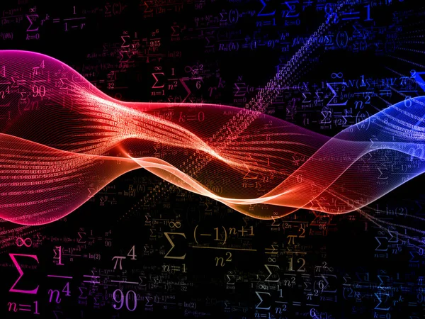 Serie Sigma Field Interazione Onde Sinusoidali Digitali Numeri Luci Formule — Foto Stock