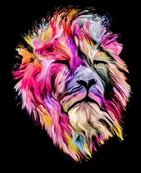 Animal Paint Serie Löwenporträt Bunter Farbe Zum Thema Fantasie Kreativität — Stockfoto