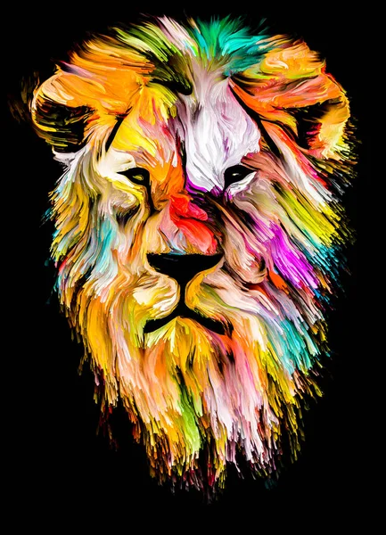 Σειρά Ζωογραφίας Κεφαλή Λιονταριού Πολύχρωμο Χρώμα Θέμα Φαντασία Δημιουργικότητα Και — Φωτογραφία Αρχείου