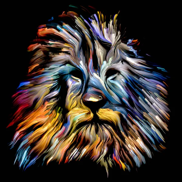 Serie Pintura Animal Forma León Pintura Colorida Sobre Tema Imaginación — Foto de Stock