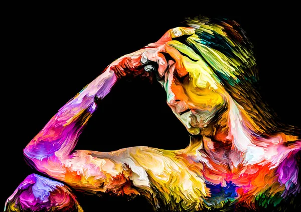 Gente Serie Color Retrato Multicolor Abstracto Mujer Joven Sobre Tema —  Fotos de Stock