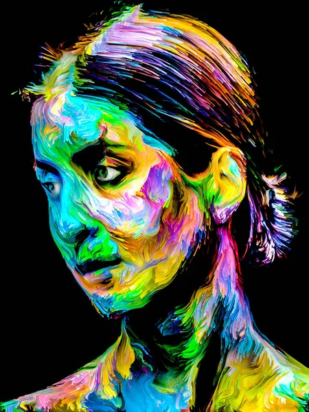 People of Color series. Colorful painted abstract portrait of young woman on subject of creativity, imagination and art.
