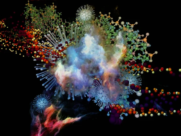 Redare Particulelor Abstracte Ale Virusului Coronavirus Elementelor Abstracte Tridimensionale Tema — Fotografie, imagine de stoc