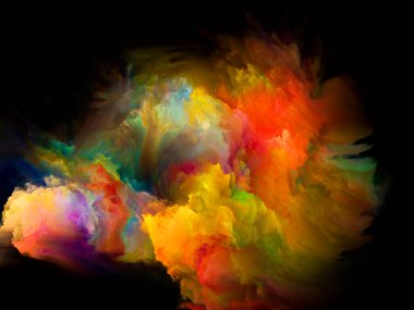 Tuval üzerindeki renkler, fırtınadan önce toplanan ağır bulutları andırıyor. Gün Batımının Bulutları serisi.