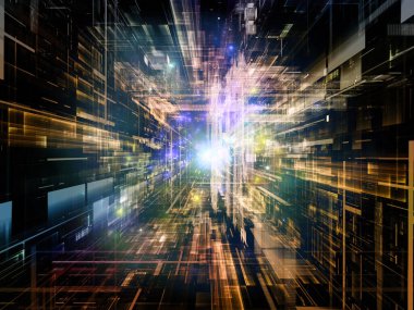 Sanal Teknoloji Uzayı serisi. Fraktal ve soyut elementlerin bilim, eğitim, iletişim ve modern teknoloji alanındaki etkileşimi.