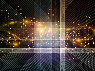 Dijital iletişim, internet ve gelecekteki teknolojiler konusunda ağ, ışık ve fraktal element bileşimi