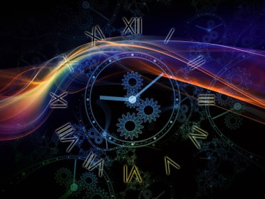 Zaman Gözcüsü. Time serisinin yüzleri. Saat arkaplanı ve bilim, eğitim ve modern teknolojiler projelerinde kullanılacak soyut unsurlar