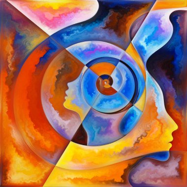 İç Akış. Colors In Us serisi. İnsan siluetlerinin, sanat dokularının ve renklerin kompozisyonu yaşam, drama, şiir ve algı konusu için etkileşim sağlar