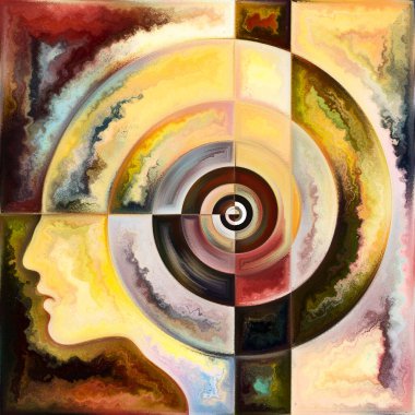 İç Spiral serisi. İnsan yüz hatlarının etkileşimi ve zihin, ruh, iç dünya ve bilinç konularındaki geometrik yapılar.