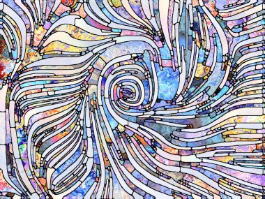 Kırık Dokular. Lekeli Camlar Birliği serisi. Parçalanma, sanat, şiir ve tasarım birliğiyle ilgili renk ve doku parçalarının etkileşimi