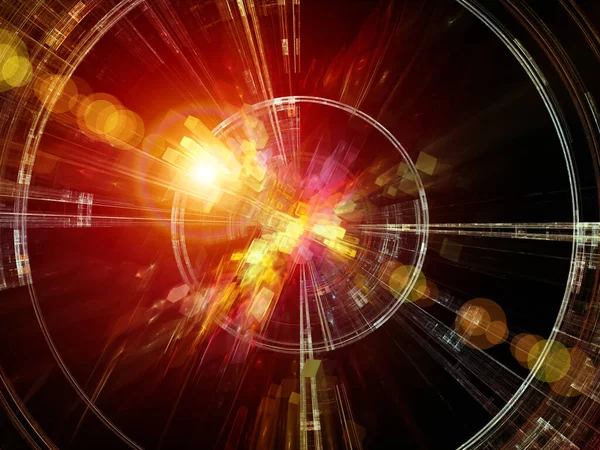 Teknik Explosion Bright Math Genererade Abstrakta Radiella Element För Att — Stockfoto
