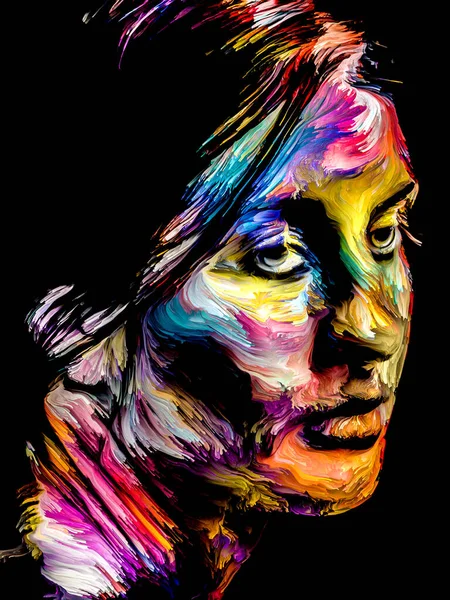 Ludzie Serii Color Kolorowy Abstrakcyjny Portret Młodej Kobiety Temat Kreatywności — Zdjęcie stockowe