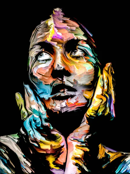 Multicolor Arcfesték Sorozat Design Álló Színes Portré Fiatal Fekete Vászon — Stock Fotó