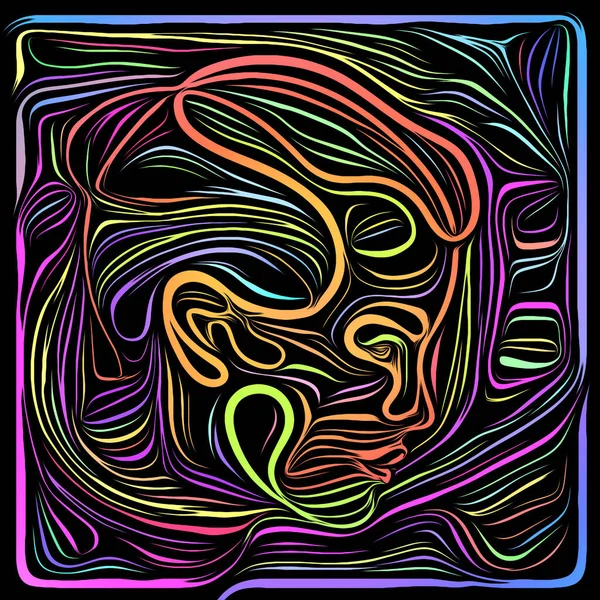 Digital Woodcut . Life Lines series. Arrangement of human profile and woodcut pattern on theme of human drama, poetry and inner symbols