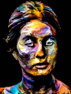 Renkli Kadın serisi. Yaratıcılık, hayal gücü ve sanat konusunda genç bir kadının doğal medya portresi.