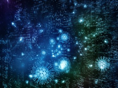 Coronavirus Dünyaları. Viral Salgın Serisi. Virüs, salgın hastalık, enfeksiyon, hastalık ve sağlık projelerinde kullanılmak üzere 3 boyutlu Coronavirus parçacıkları ve mikro uzay elementleri