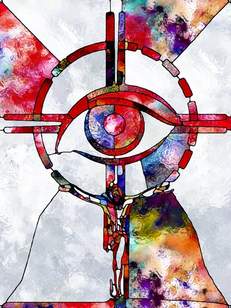 Текстура Веры Серия Игр Cross Stained Glass Взаимодействие Органического Окна — стоковое фото