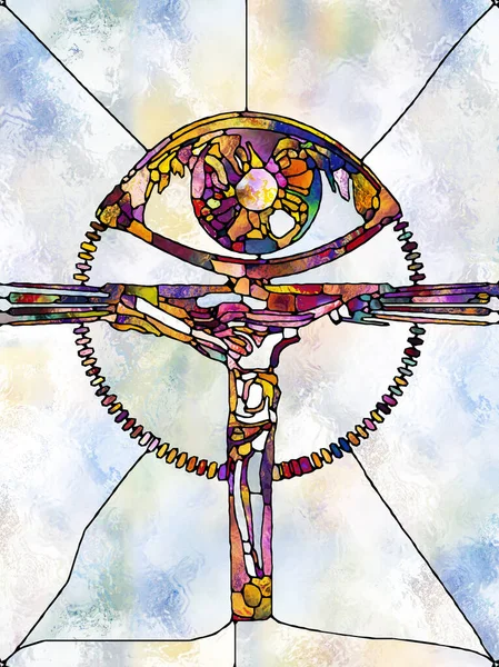 光谱的颜色 玻璃杯系列交叉系列 以基督与自然钉十字架的碎片统一为主题的有机教会窗户色彩图案艺术抽象 — 图库照片