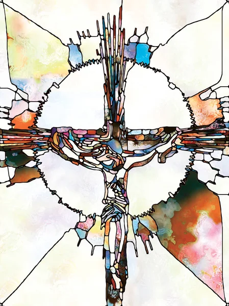 Faith Color Cross Stained Glass Series Backdrop Organic Church Window — 스톡 사진