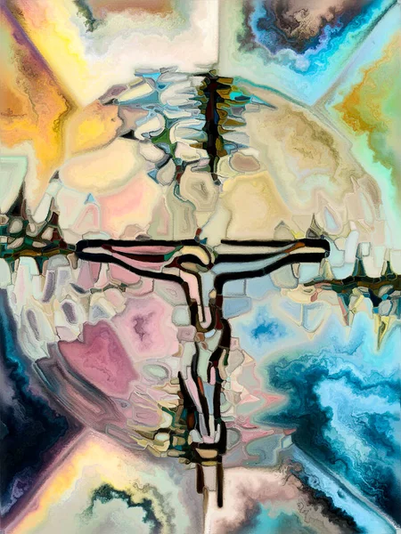 Texture Belief Cross Stained Glass Series Visually Pleasing Composition Organic — Stock Photo, Image