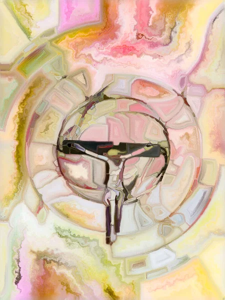 Fractured Faith Cross Stained Glass Series Abstract Design Made Organic — Stock Photo, Image