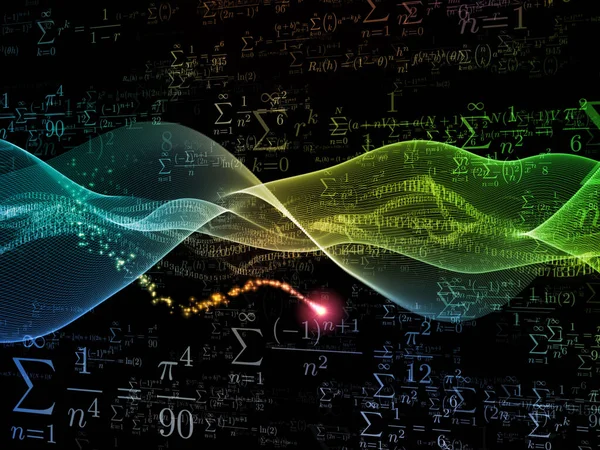 Serie Sigma Field Interacción Ondas Sinusoidales Digitales Números Luces Fórmulas — Foto de Stock